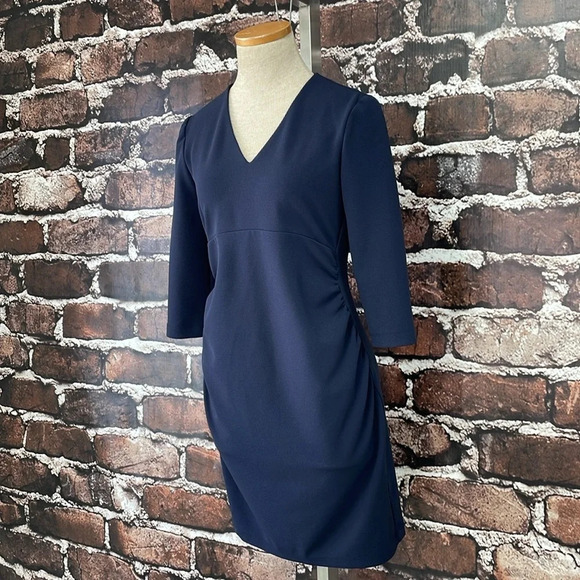 Slate & Willow Maternity Dress Women's XS Extra Small Blue V-Neck Sheath Midi - Picture 6 of 17